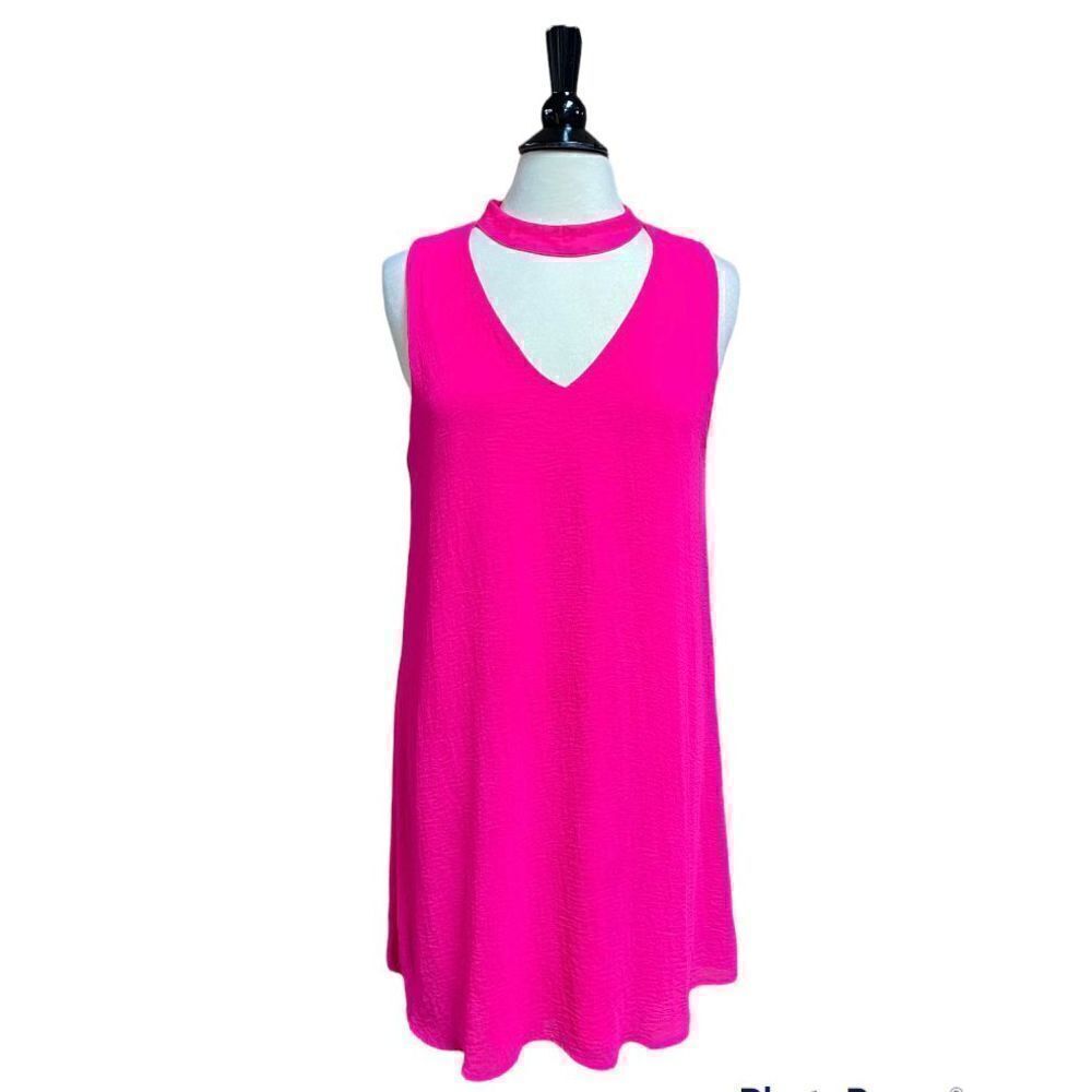 Tacera Pink V-Neck Sleeveless Dress